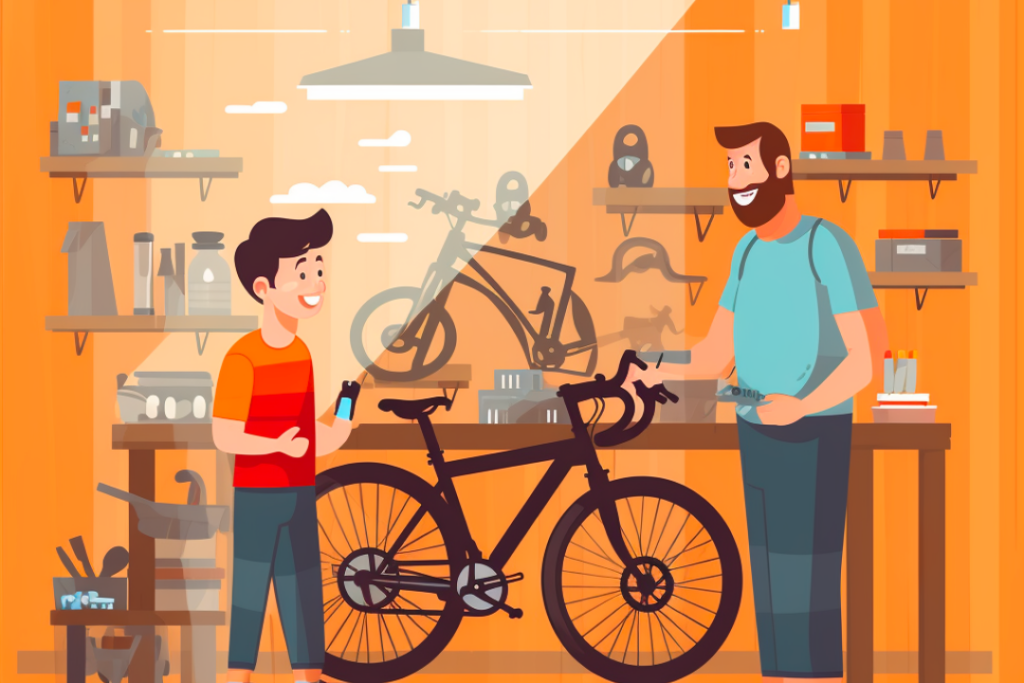 boy at a bike repair shop