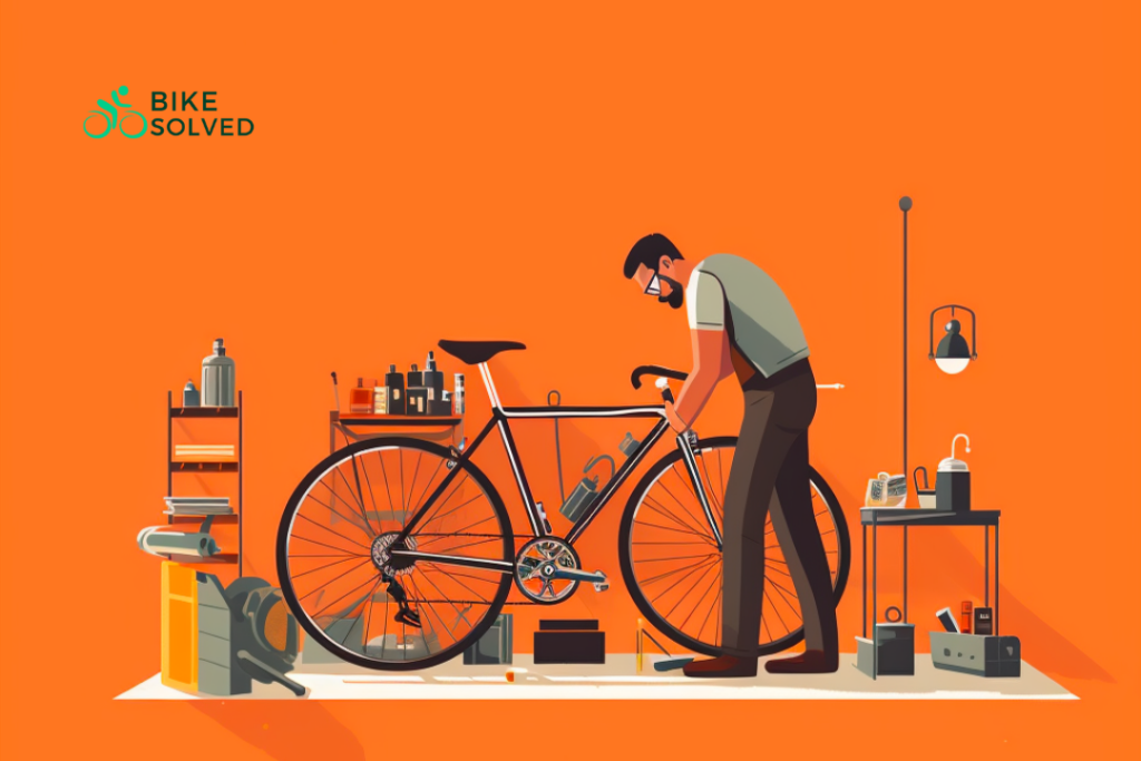 mechanic inspecting a bike